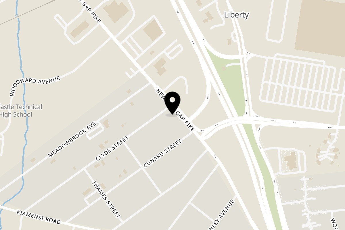 Map showing the location of 302 Food Plug on 1110 Newport Gap Pike in Wilmington